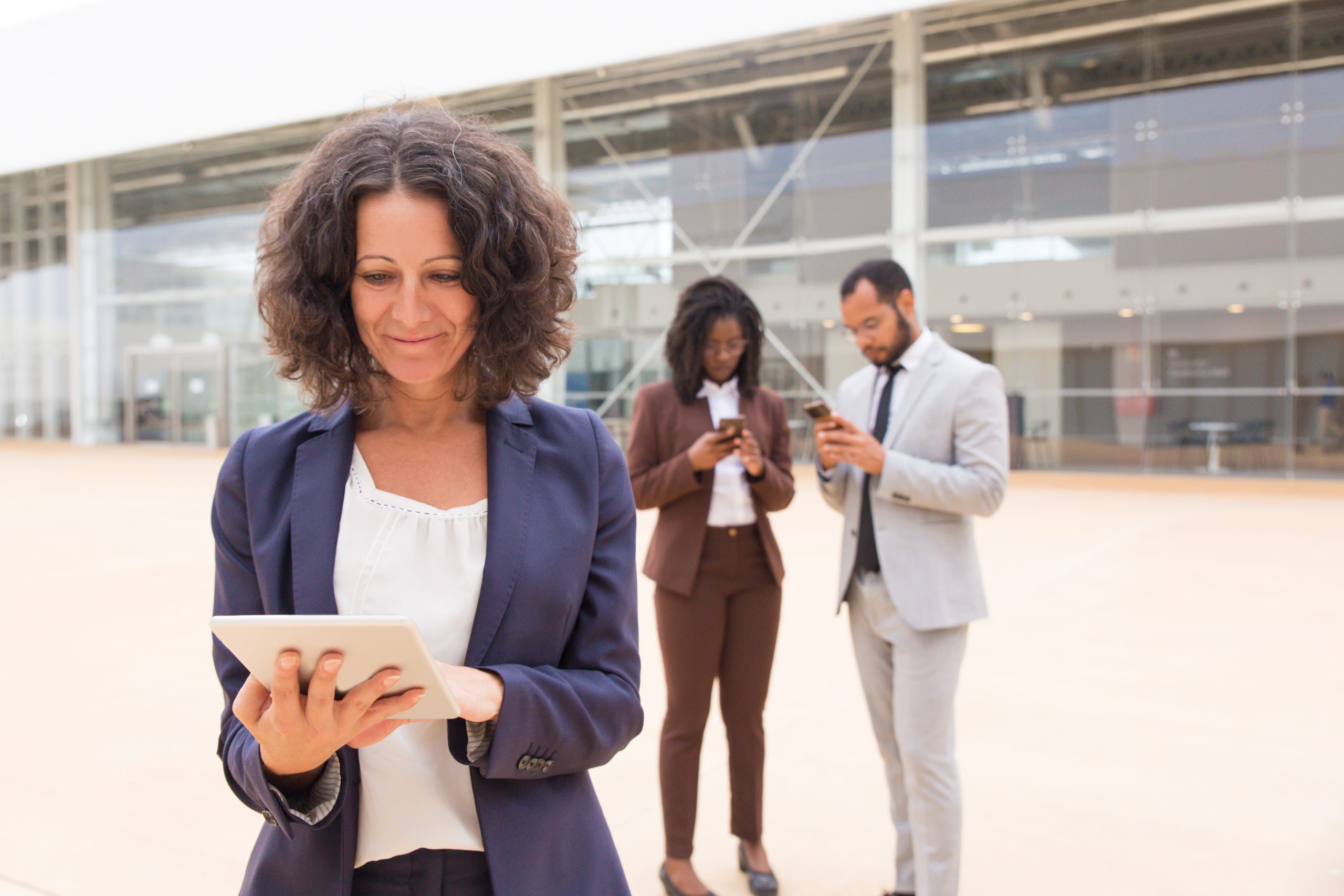 Business professional using a tablet